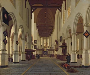 A delfti Oude Kerk belső tere, 1660-70 körül